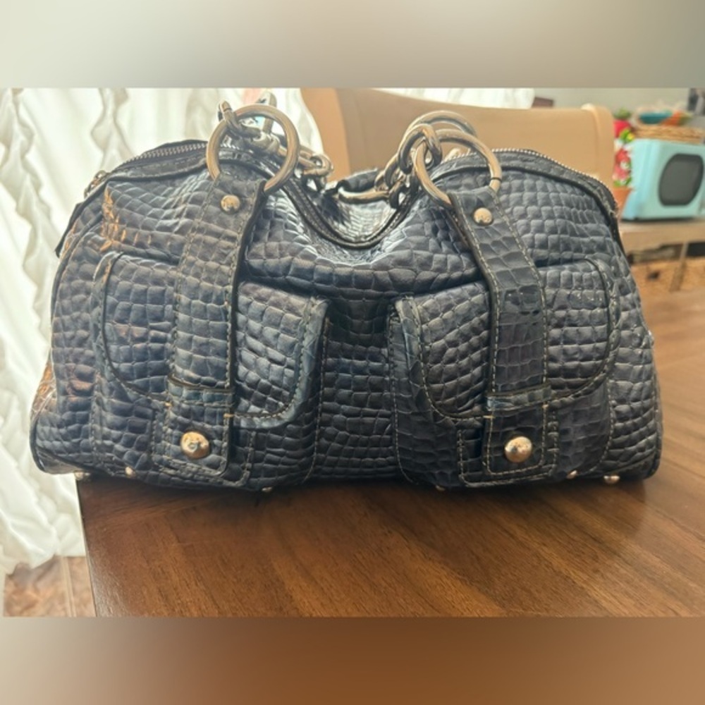 Kathy Van Zealand Blue with Silver Hardware Bag
